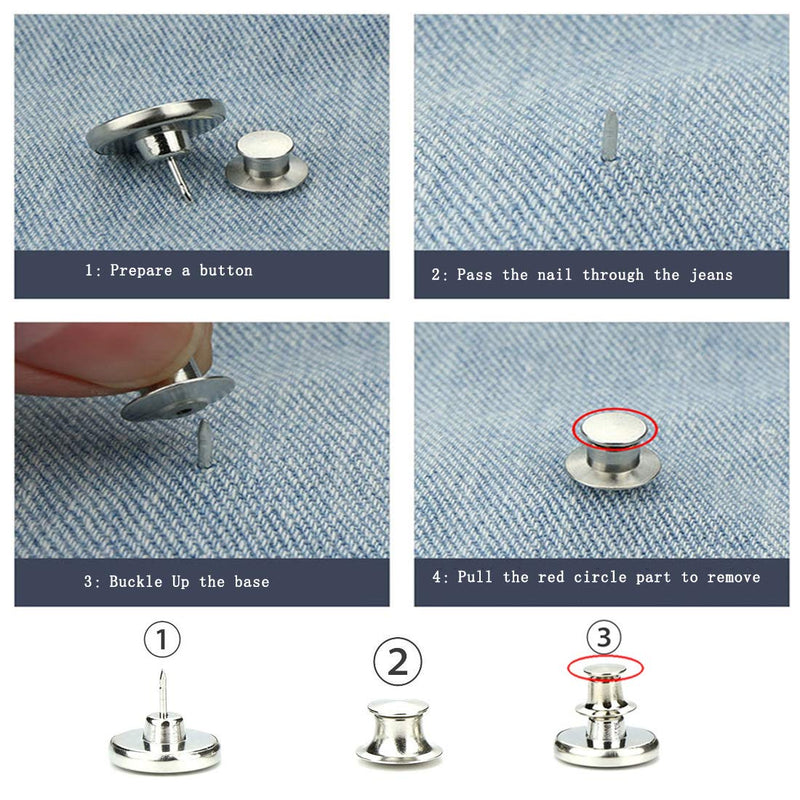 12 Sets Replacement Jean Buttons Pin, No Sew Instant Button 17mm Detachable Pants Button Removable Metal Button Cowboy Clothing Jackets Bags Button(12PCS,Style1) Style1 - LeoForward Australia
