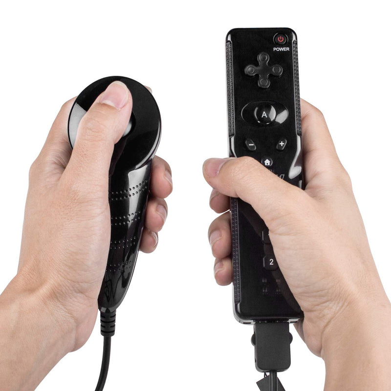  [AUSTRALIA] - 2 Pack Wii Remote with Wii Motion Plus Inside | Shock Wii Nunchuk Controller | Compatible Nintendo Wii, Wii U 2blacks