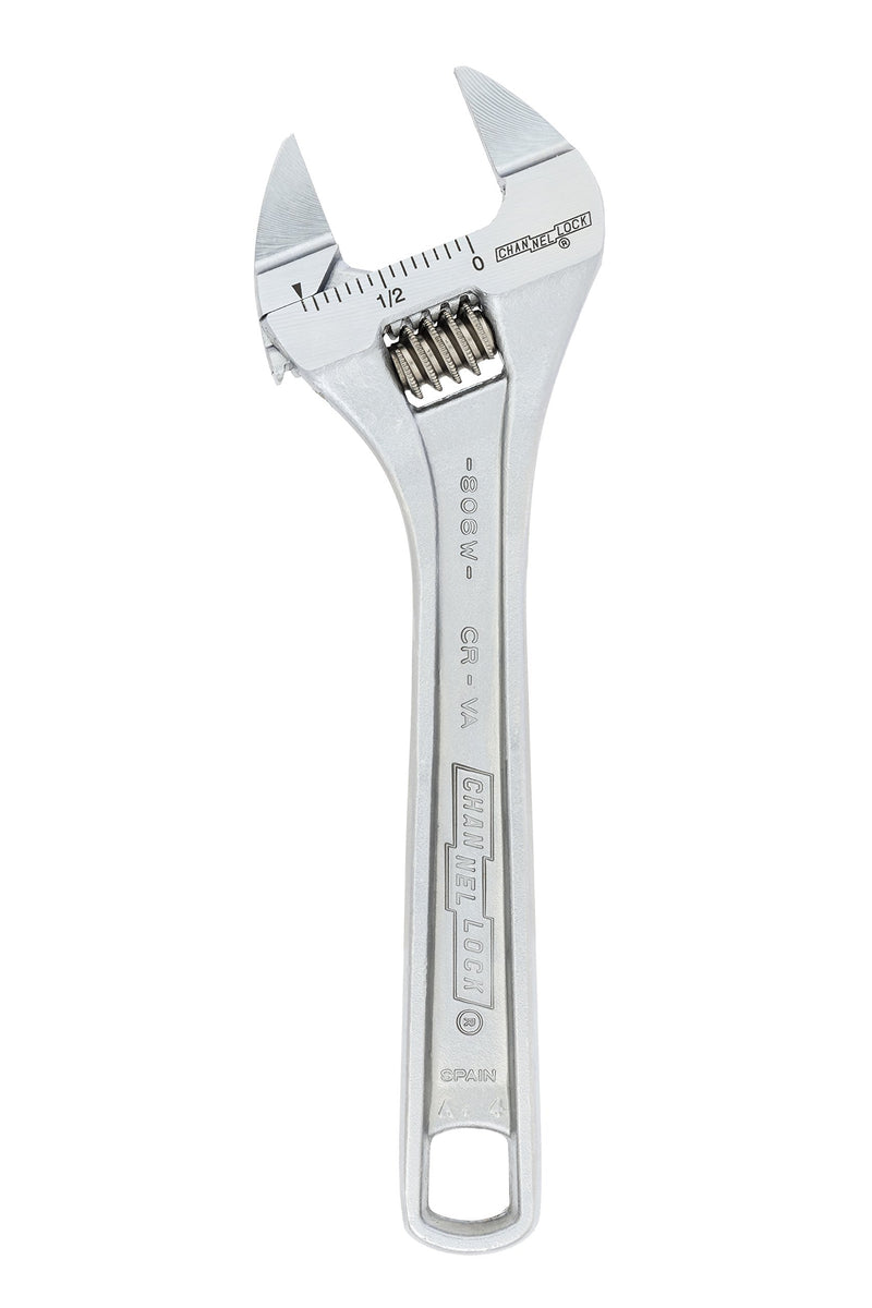  [AUSTRALIA] - Channellock 806SW Xtra Slim Jaw 6-Inch Adjustable Wrench | 0.94-Inch Jaw Opening | Precise Jaw Design Grip in Tight Spaces | Measurement Scales for Easy Sizing of Diameters, 6-Inch Extra Slim Jaw Chrome