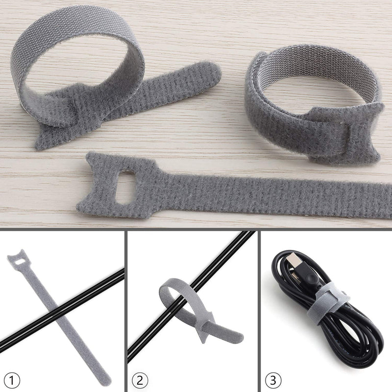  [AUSTRALIA] - Pasow 60pcs Fastening Microfiber Cloth Cable Ties Wire Management (6/7/8 Inch, Grey) 6/7/8 Inch