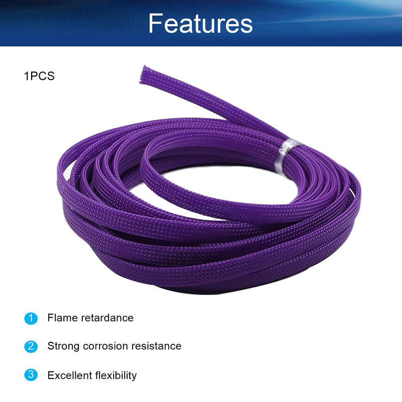  [AUSTRALIA] - Bettomshin 1Pcs 16.4Ft Expandable Braid Sleeving, Width 8mm Protector Wire Flexible Cable Mesh Sleeve Purple for Television Audio Computer