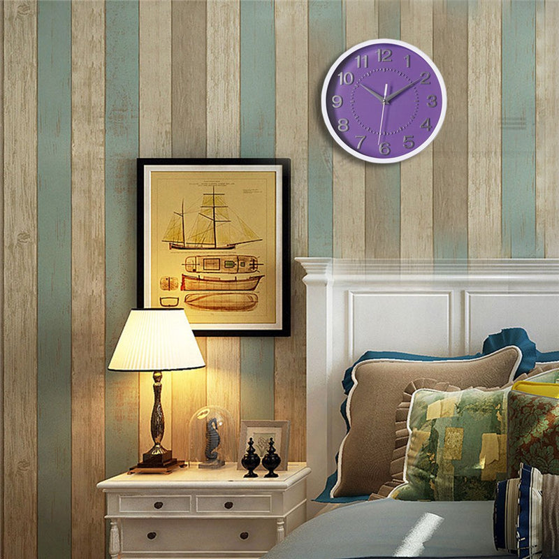  [AUSTRALIA] - Decor Silent Wall Clock 10 Inches 3D Numbers Non-Ticking Decorative Wall Clock Battery Operated Round Easy to Read for School/Home/Office/Hotel (Purple)