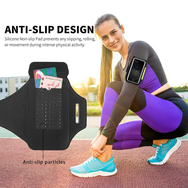  [AUSTRALIA] - Running Armband with Airpods Bag Cell Phone Armband for iPhone 12/11 Pro /11/XR/XS/X/8, Galaxy S9/S8 Water Resistant Sports Phone Holder Case & Zipper Slot Car Key Holder for 6.5 inch Phone Black (Up to 6.5'')