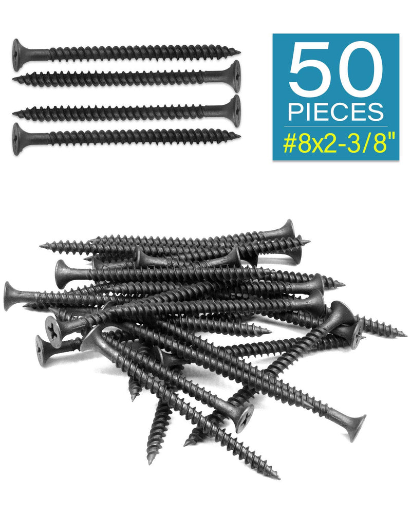  [AUSTRALIA] - IMScrews 50pcs #8x2-3/8" Flat Head Phillips Drywall Screws Fine Thread Sharp Point Wood Screw, Carbon Steel 1022A, Black Phosphate 50 Pcs #8x2-3/8"