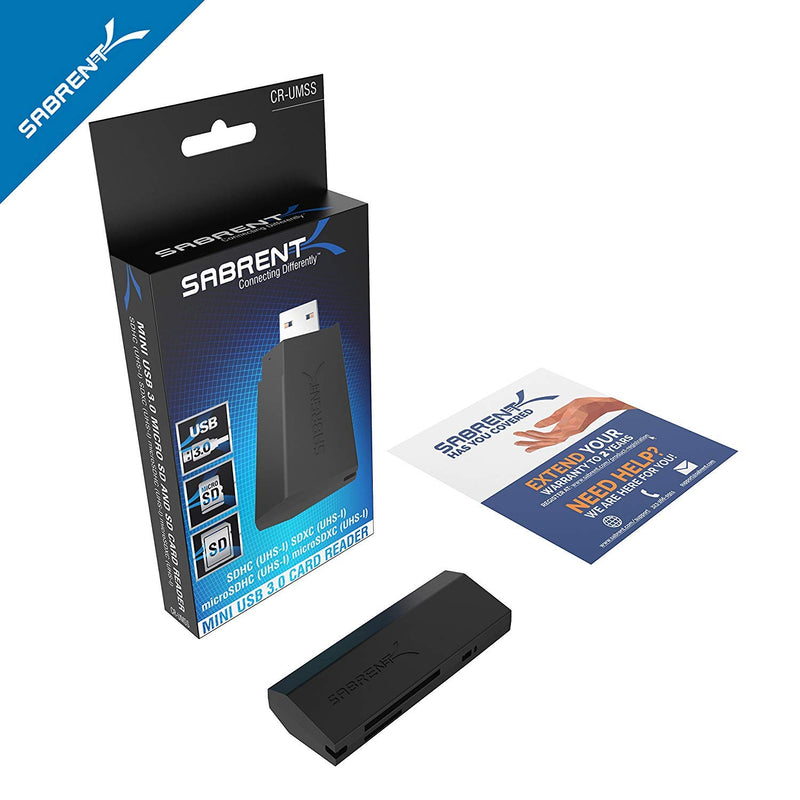  [AUSTRALIA] - Sabrent SuperSpeed 2-Slot USB 3.0 Flash Memory Card Reader for Windows, Mac, Linux, and Certain Android Systems - Supports SD, SDHC, SDXC, MMC/MicroSD, T-Flash [Black] (CR-UMSS) 2-Slot USB A