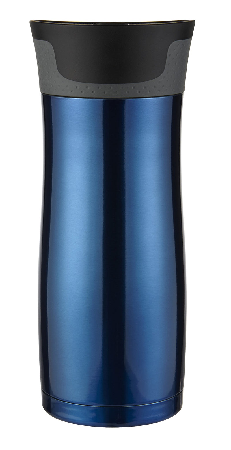  [AUSTRALIA] - Contigo Autoseal West Loop Vaccuum-Insulated Stainless Steel Travel Mug, 16 Oz, Stainless Steel/Monaco Blue, 2-Pack No Handle 16 Ounce