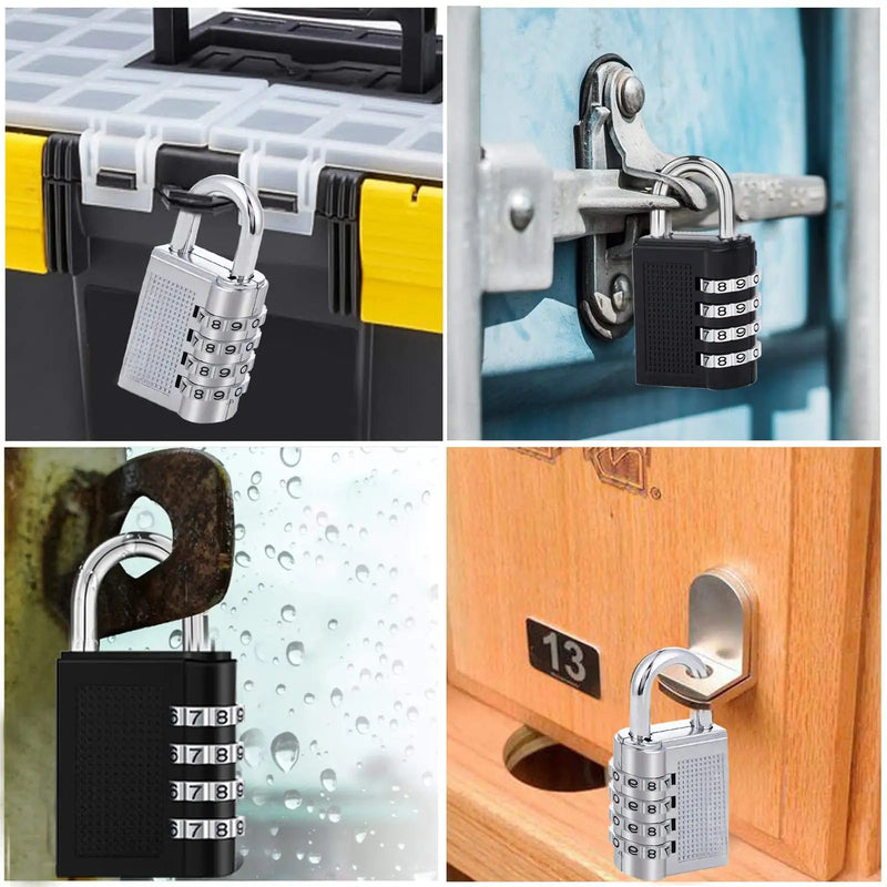  [AUSTRALIA] - Eilin 2 Pack 4 Digit Code Combination Small Lock Outdoor Indoor Waterproof Padlock 40cm - School Gym Sports Locker Hasp Storage Fence Gate Cooler Toolbox Stainless Steel Password Resettable Cut Proof 5 pack