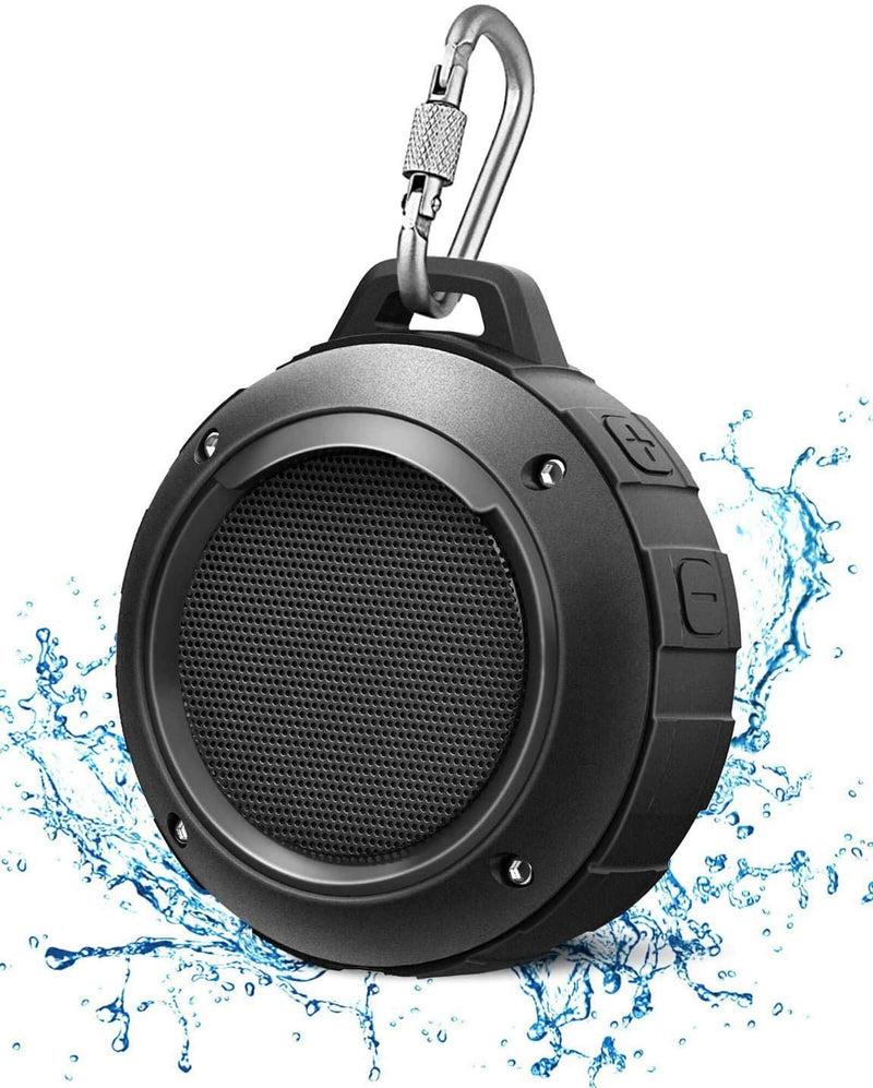  [AUSTRALIA] - Kunodi Outdoor Waterproof Bluetooth Speaker, Wireless Portable Mini Shower Travel Speaker with Subwoofer, Enhanced Bass, Built in Mic for Sports, Pool, Beach, Hiking, Camping (Black) Black