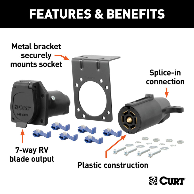  [AUSTRALIA] - CURT 58152 Vehicle-Side and Trailer-Side 7-Pin RV Blade Wiring Harness Connectors