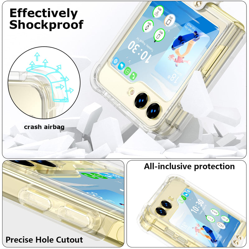  [AUSTRALIA] - Designed for Samsung Galaxy Z Flip 5 Case Clear with Ring, Anti-Fall Shockproof Protective Phone Cover Case Compatible with Galaxy Z Flip 5 Case 5 G 2023 (Clear)