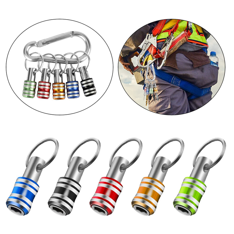  [AUSTRALIA] - Linkstyle 5PCS 1/4 Inch Hex Shank Screwdriver Bits Holder Extension Bar Keychain Screw Adapter Drill Fast Change Portable Hand-held Bit Holder for Electric Screwdrivers and Drill Bit (5 Colors) B-5 PCS