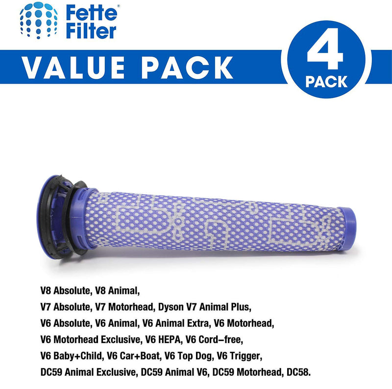 Fette Filter - Pre-Filters Compatible with Dyson Vacuum Filter V6, V7, V8, DC58, DC59 - Compare to Part # 965661-01. (Pack of 4) Pack of 4 - LeoForward Australia