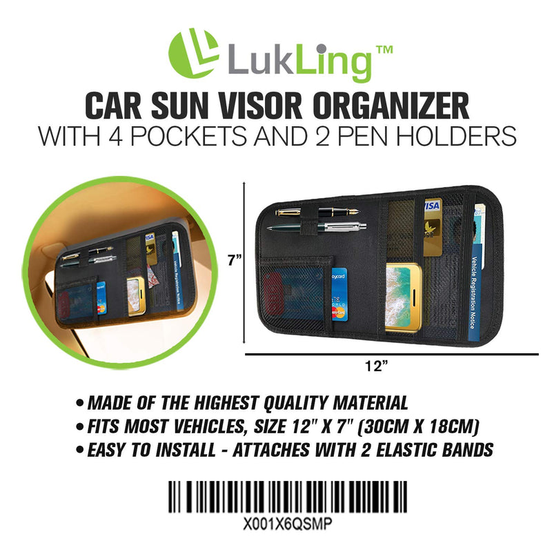  [AUSTRALIA] - Lukling CAR Sun Visor Organizer with 4 Pockets and 2 Pen Holders