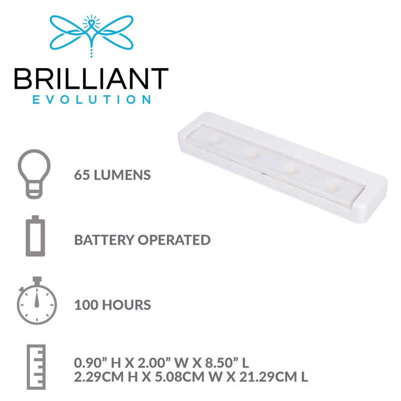 Brilliant Evolution Wireless Ultra Thin LED Light Bar 1 Pack | Battery Operated Lights | Kitchen Under Cabinet Lighting | Closet Light |Touch Light |Stick On Lights | Push Light | Wireless Light - LeoForward Australia