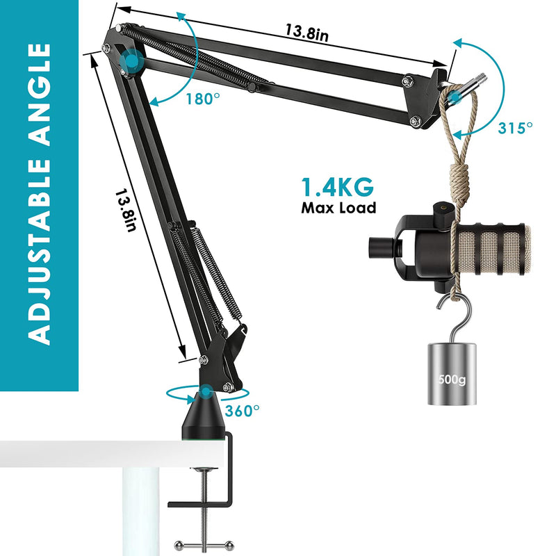  [AUSTRALIA] - YOUSHARES Rode Podmic Stand with Pop Filter - Microphone Boom Arm with Foam Windscreen Improve Recording Quality