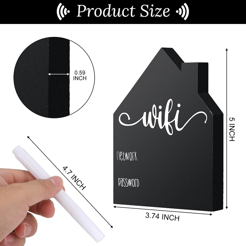  [AUSTRALIA] - WiFi Password Sign Wooden Table WiFi Sign Wooden Freestanding Sign with Board Erasable Pen Chalkboard Style Freestanding Sign for Home Business Table Centerpieces Decoration (Black) 5 x 3.7 x 0.6 Inches Black Style