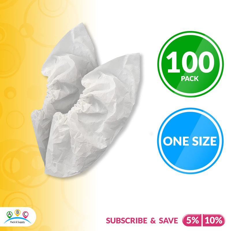  [AUSTRALIA] - AMZ White Disposable Shoe Covers Pack of 100 Shoe Protectors Disposable. One Size Fits All Heavy Duty Boot Covers. Disposable Shoe Covers for Indoors, Office, House Clean, Waterproof Thick Shoe Covers 100 Pack
