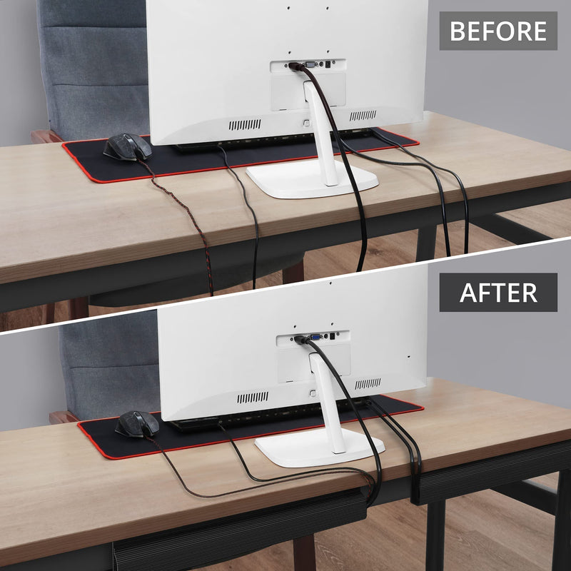  [AUSTRALIA] - ZhiYo Cable Management 31.5in J Channel & Large Capacity Under Desk Cable Management Trays 2 Pack Bundle