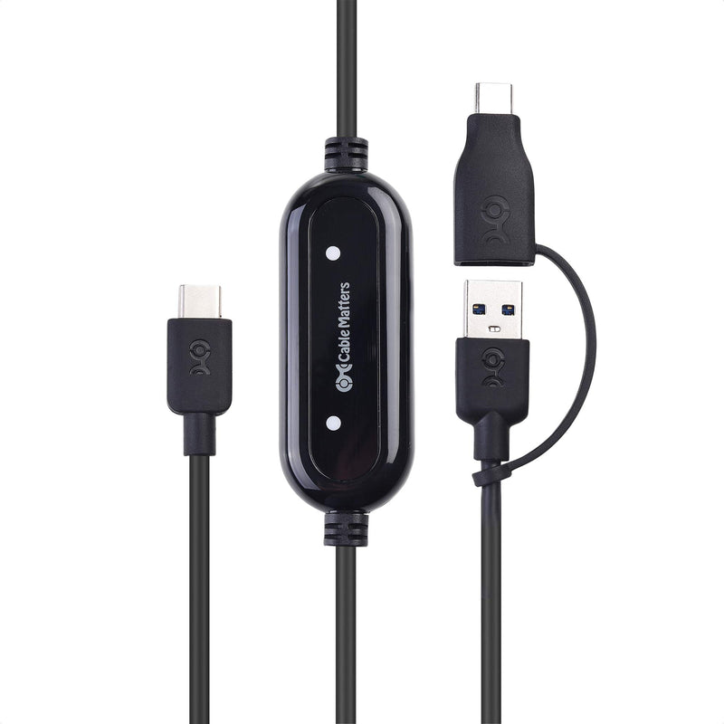  [AUSTRALIA] - Cable Matters USB-C to USB-A and USB-C to USB-C Data Transfer Cable PC to PC for Windows and Mac in 6.6 Feet, Compatible with USB4, Thunderbolt 3, Thunderbolt 4 - Computer Sync Software Included