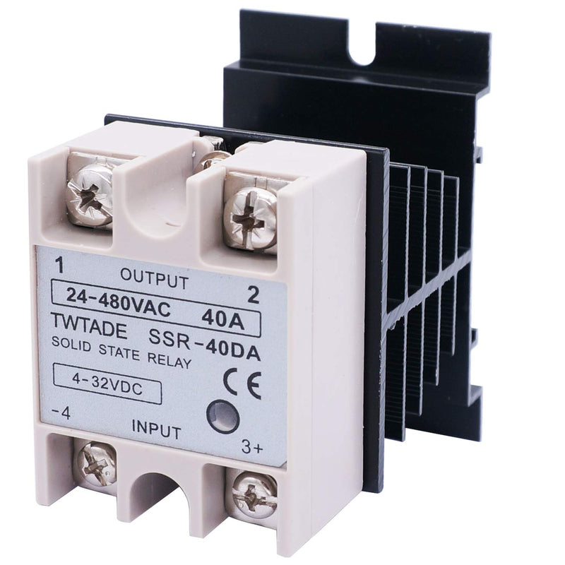  [AUSTRALIA] - TWTADE Solid State Relay SSR-40 DA 40A DC 3-32V to AC 24-380V + Heat Sink DC to AC 40A