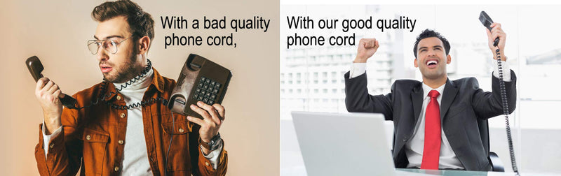 Telephone Cord, Phone Cord,Handset Cord, Black, 2 Pack, Universally Compatible - LeoForward Australia