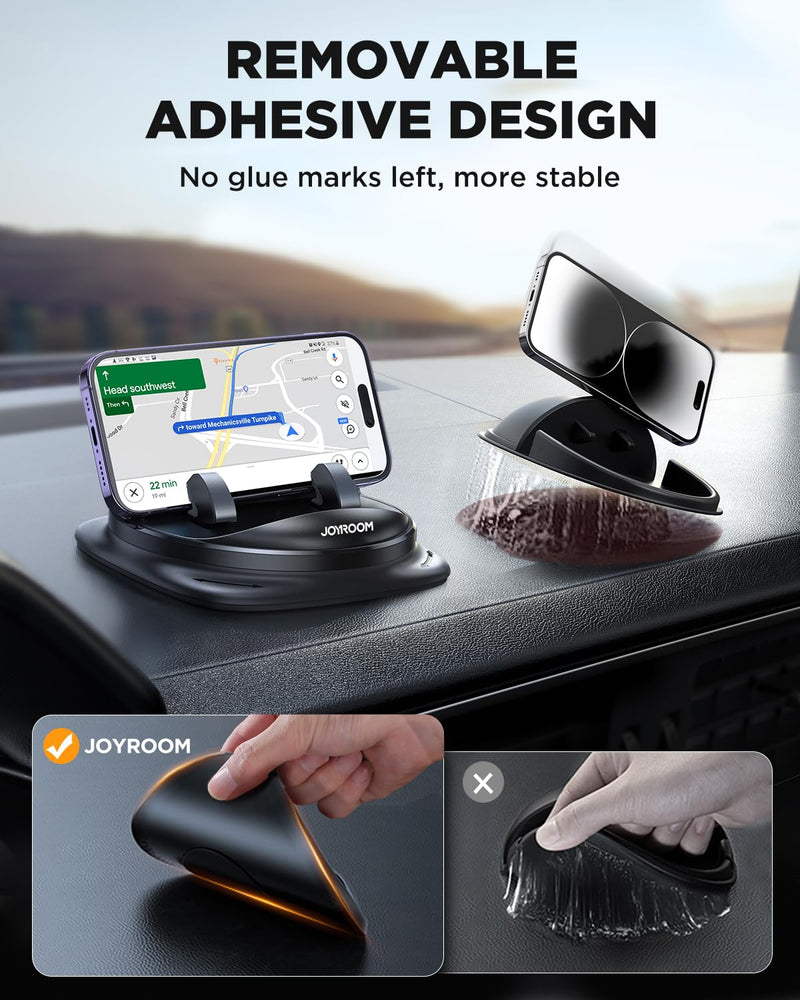  [AUSTRALIA] - JOYROOM Phone Mount for Car, [Adjustable Spring Design] Dashboard Cell Phone Holder Car, 360° Rotatable Car Phone Holder Mount with Non-slip Silicone, Compatible with iPhone, Samsung, Other Smartphone