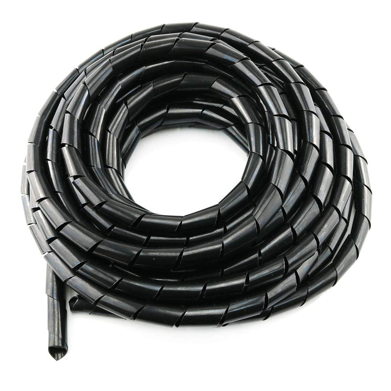 [AUSTRALIA] - E-outstanding Spiral Cable Wrap 6m/12mm Flexible Black PE Polyethylene Spiral Cable Wire Sleeve Tube Organizer for for Computer Electrical Wire