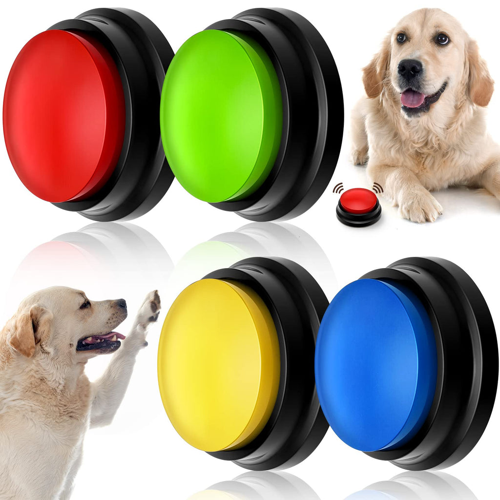  [AUSTRALIA] - Voice Recording Button Dog Buttons for Communication Recordable Dog Talking Buttons Set Dog Voice Command Buttons 30 Second Record and Playback for Dog Cats Pet Training Buzzer 4 Packs (Classic Color)