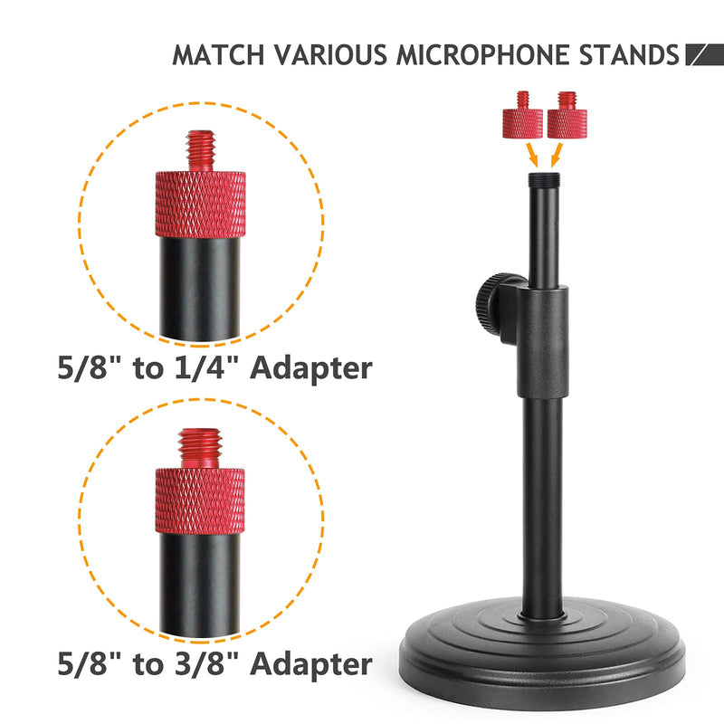  [AUSTRALIA] - Frgyee Mic Screw Adapter Thread 5/8 to 1/4 Adapter and 5/8 to 3/8 Adapter Set for Microphone Stand to Tripod and Camera Adapter (Red) Red