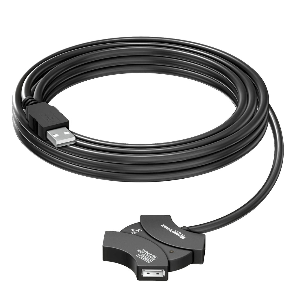  [AUSTRALIA] - MutecPower 16.5 ft (5m) USB 2.0 Active Extension Cable with 4-Port USB Hub and extention chipset - USB Male to Female Cord/Repeater Cable 16.5 Feet Black