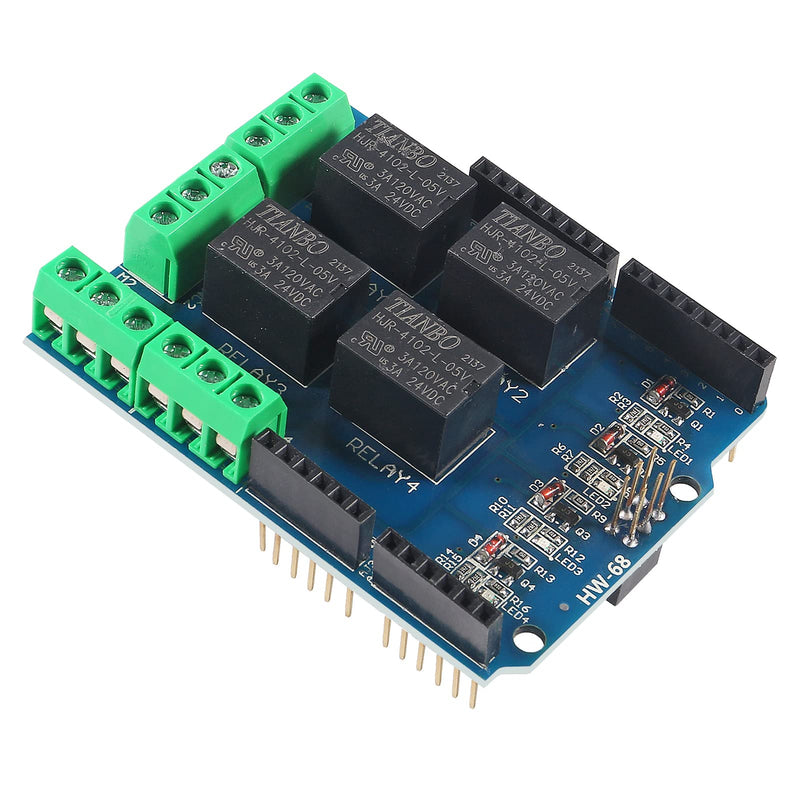  [AUSTRALIA] - AITRIP 2PCS 4 Channel 5v Relay Shield Module for Arduino UNO R3 Relay Shield Interface 4 Four Channel for PIC AVR DSP ARM MCU Arduino UNO R3