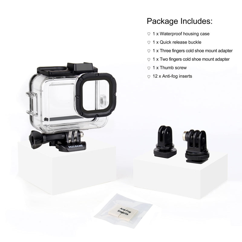  [AUSTRALIA] - YALLSAME Waterproof Case Housing Case for GoPro Hero 8 Black Action Camera 196ft / 60m Underwater Protective Dive Accessory for GoPro 8 Black Ideal for Scuba Diving Snorkeling Photography Recording Waterproof Housing for Hero8