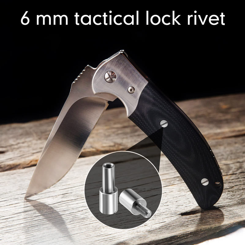  [AUSTRALIA] - 20 Sets Brass Bracket Bolt Fasteners Tool Head Diameter 6 mm Tactical Lock Rivets EDC Knife Handle Pins Hardware Knife Screws Knife Making Supplies Blind Rivets (Silver)