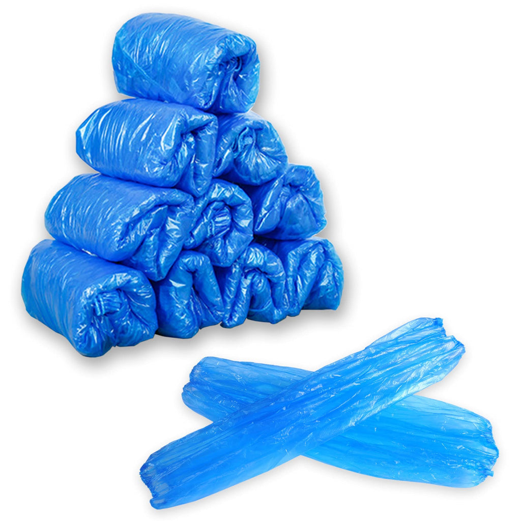  [AUSTRALIA] - Yzurbu 200pcs Plastic Disposable Sleeves, Waterproof Sleeve Protector for Arm with Elastic on Cuff - Blue