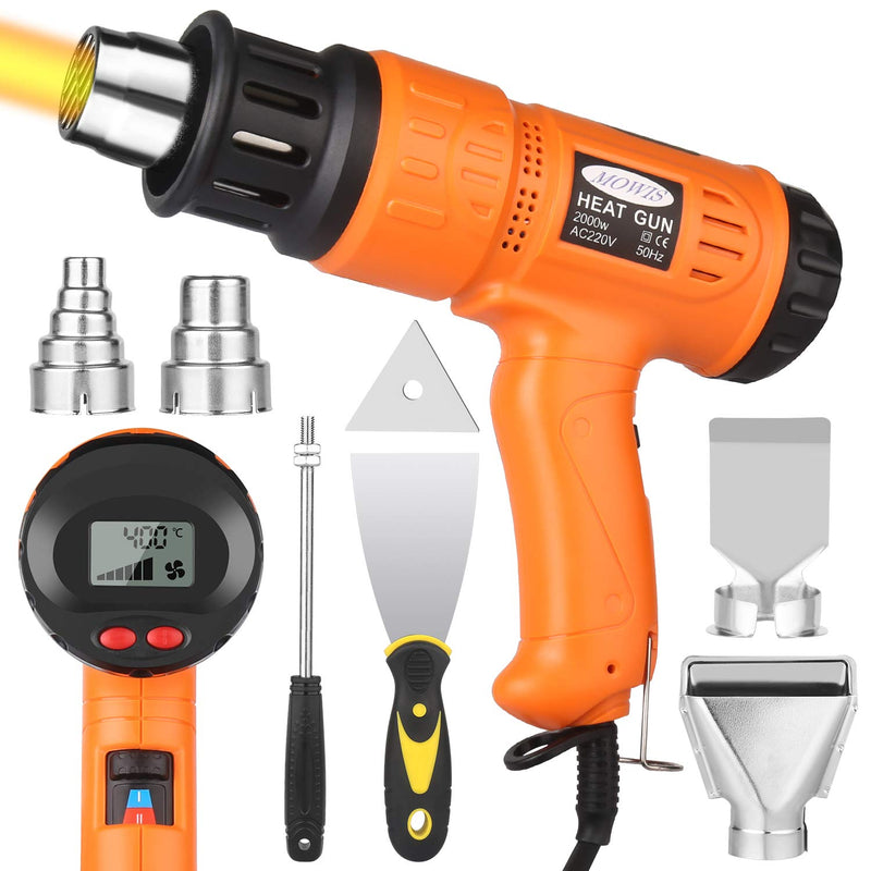  [AUSTRALIA] - 2000W hot air guns MOWIS hot air gun hot air gun with LCD display 7 nozzles hot air gun adjustable temperature 600°C air flow: 190-500l/min ceramic heating core