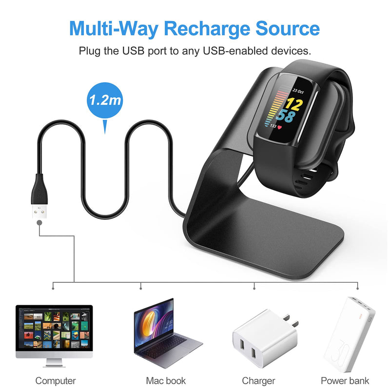  [AUSTRALIA] - CAVN Charger Dock Compatible with Fitbit Charge 5 / Luxe, Replacement Aluminum Charging Stand Dock Station Base Accessories Cradle with 4.2ft USB Cord for Charge 5/Luxe Smart Watch