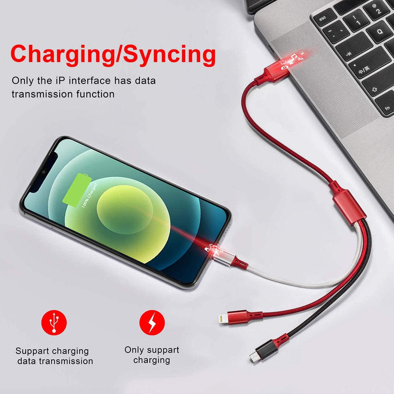 [AUSTRALIA] - ASICEN Multi Charging Cable 3Pack Short Multi Charger Cable 1Ft Braided Universal 3 in 1 Multiple USB Cable Charging Cord Adapter with IP/Type-C/Micro USB Port for Cell Phone,IP,Samsung Galaxy,Tablets