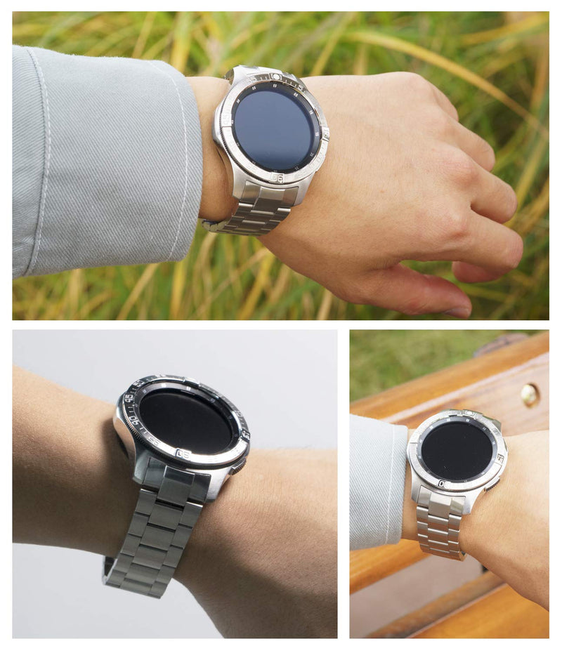 Ringke Bezel Styling for Galaxy Watch 46mm / Galaxy Gear S3 Frontier & Classic Bezel Ring Adhesive Cover Anti Scratch Stainless Steel Protection (Stainless) for Galaxy Watch Accessory GW-46-44 Stainless Silver-46-44 - LeoForward Australia