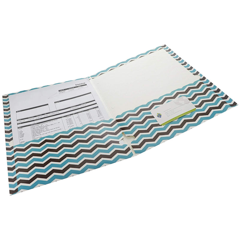  [AUSTRALIA] - Emraw Chevron 2 Pocket Portfolio Two Pockets Folder Legal Document Organizer Designed for Home, Office, School, Classroom, Medical Records and More - Actual Colors May Vary (Pack of 3)