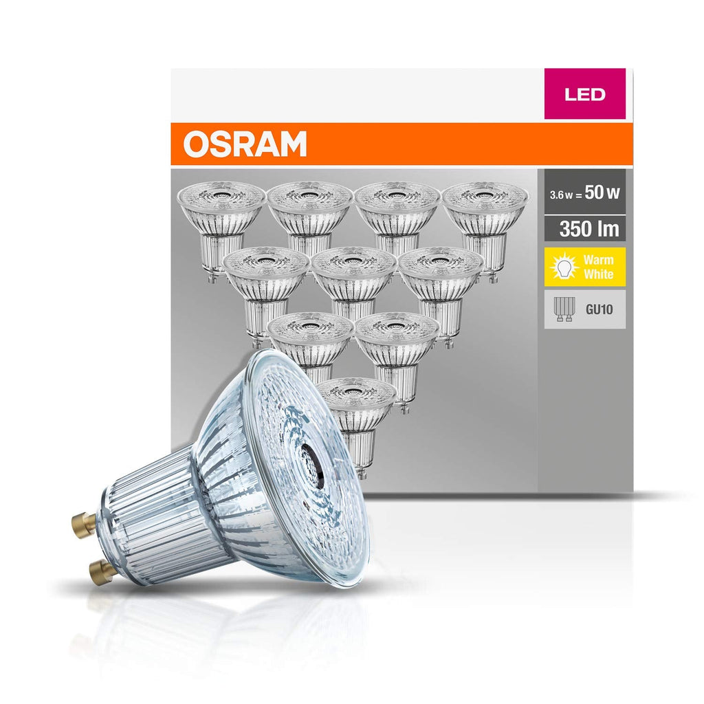  [AUSTRALIA] - Osram Base PAR16 LED reflector lamp with GU10 base, 4.3 W, warm white, 10 pieces (pack of 1) 50W 10 pack 2700k warm white