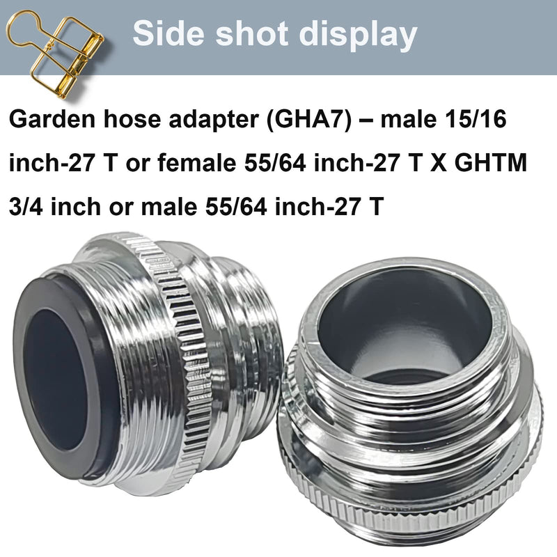  [AUSTRALIA] - 2Pcs Brass Faucet Adapter Kit,Connect Garden Hose,Standard Hose via Diverter,Male & Female Faucet Adapter for Sink Faucets - (Chrome Finished GHA7) GHA7 silver