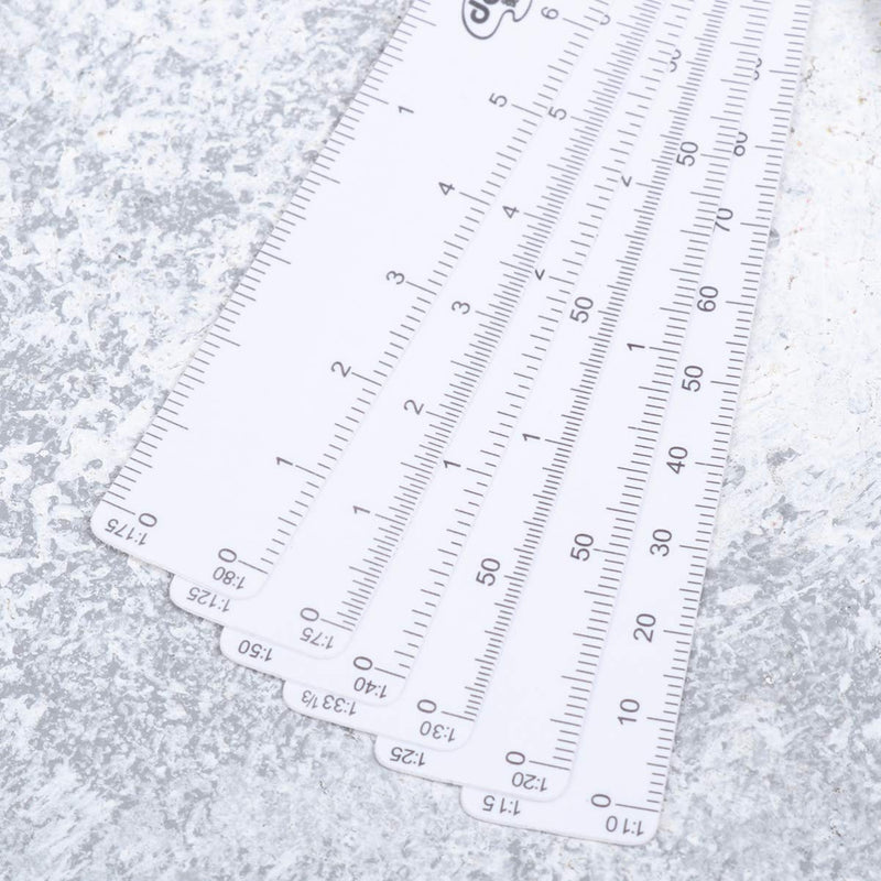  [AUSTRALIA] - NUOBESTY Plastic Scale Ruler Folding Architect Engineering Scale Ruler Multi Ratio Measure Rulers for Art Drawing Painting Supplies (White)