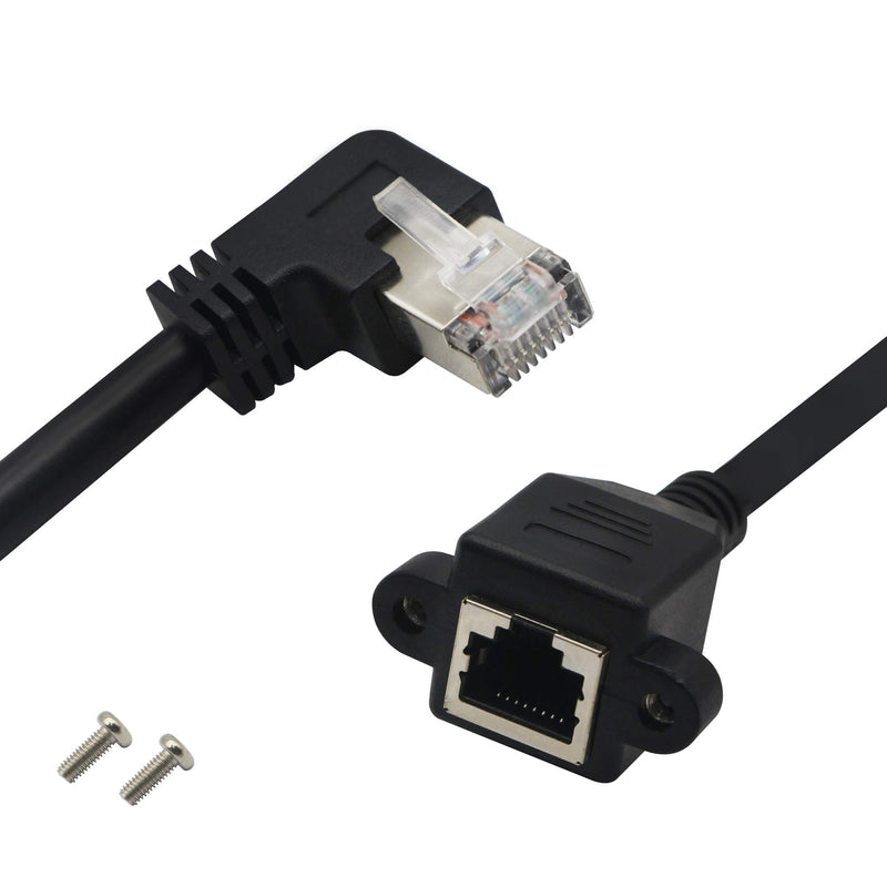 GINTOOYUN Panel Mount RJ45,RJ45 Male to Female 90 Degree Screw Panel Mount CAT6/5e/5 Shielded Network LAN Extender Cord Connector (Angled Right) Angled Right - LeoForward Australia