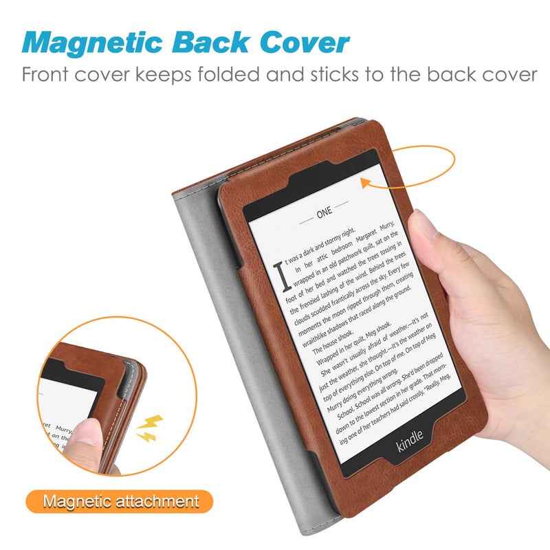  [AUSTRALIA] - Fintie Stand Case for 6" Kindle Paperwhite (Fits 10th Generation 2018 and All Paperwhite Generations Prior to 2018) - Premium PU Leather Sleeve Cover with Card Slot and Hand Strap, Vintage Brown Z-Vintage Brown
