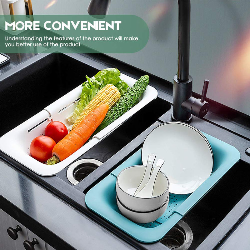  [AUSTRALIA] - Collapsible Colander Kitchen Extendable Strainer Fruits Vegetables Noodle Pasta Food Drain Basket Space-Saver Portable Drainer Over Sink (Green) 1#Green