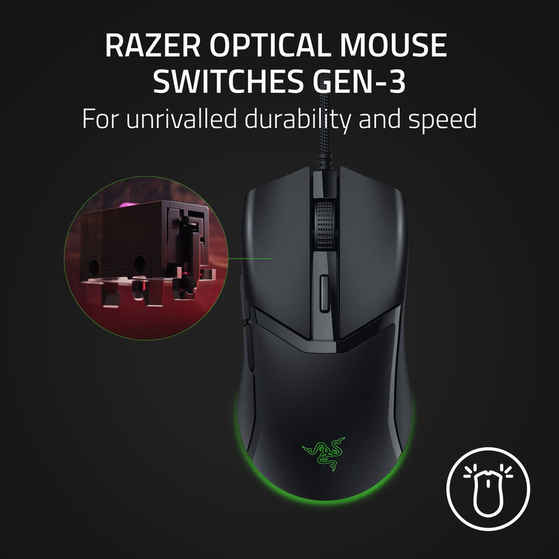  [AUSTRALIA] - Razer Cobra Wired Gaming Mouse: 58g Lightweight Design - Gen-3 Optical Switches - Chroma RGB Lighting with Underglow - Precise 8500 DPI Optical Sensor - 100% PTFE Mouse Feet - Speedflex Cable - Black