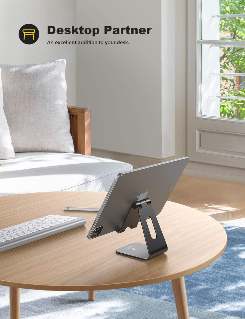  [AUSTRALIA] - Tablet Stand Multi-Angle, Lamicall Tablet Holder: Desktop Adjustable Dock Cradle Compatible with Tablets Such As iPad Air Mini Pro, Phone 13 Pro 12 Mini 11 XS Max XR X 6 7 8 Plus (4 -13 inch) - Black