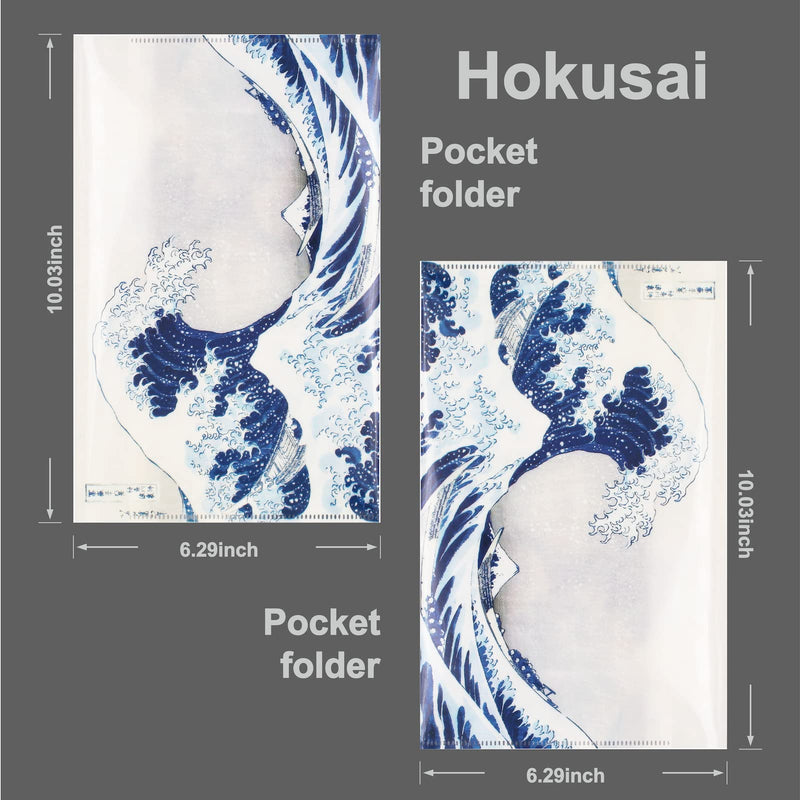  [AUSTRALIA] - Hokusai Plastic Bill Folder, Poly Project Pocket, Copy Safe, Decorative Colored Paint, A5 Envelope Type, 2 Pockets/Pack
