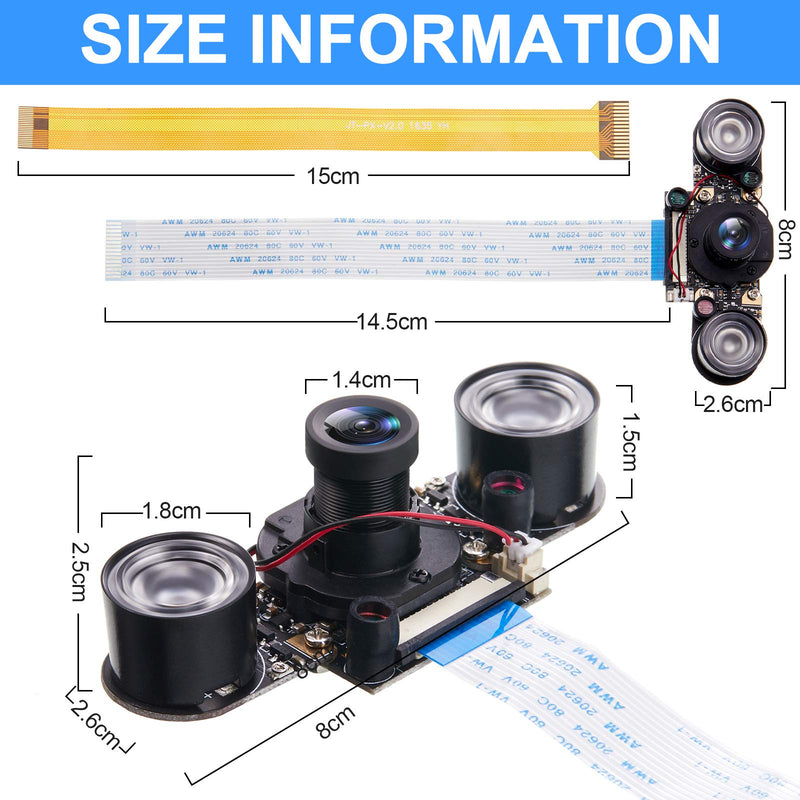  [AUSTRALIA] - 2 Sets for Raspberry PI Camera 1080P Webcam 5MP OV5647 Sensor Day and Night Vision IR-Cut Video Camera Focus Adjustment for Raspberry Pi RPi 4 3 B B+ 2B 3A+ 2 1 Camera