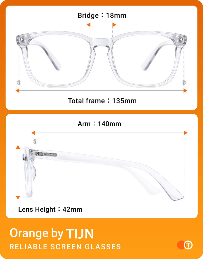  [AUSTRALIA] - TIJN Blue Light Blocking Glasses for Women Men Clear Frame Square Nerd Eyeglasses Anti Blue Ray Computer Screen Glasses (01)-transparent